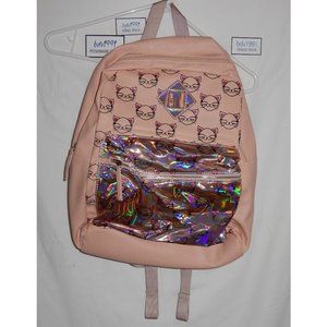 OMG Accessories Glitter Cat Hologram Backpack large holo holographic iridescent